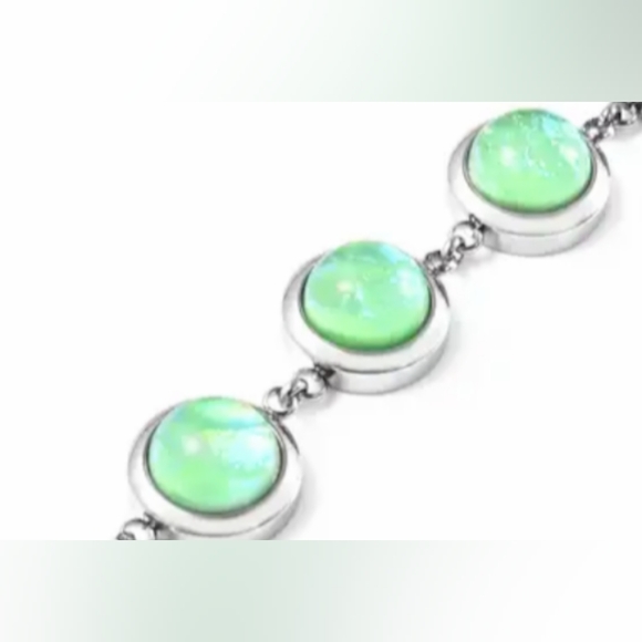 Lab Created Green Opal 8mm Stainless Steel Beaded Bolo Bracelet - Picture 2 of 4